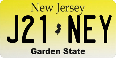 NJ license plate J21NEY