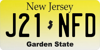 NJ license plate J21NFD