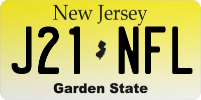 NJ license plate J21NFL