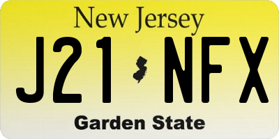 NJ license plate J21NFX