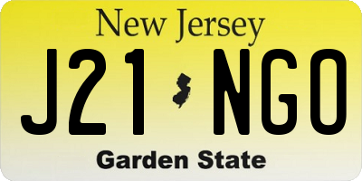 NJ license plate J21NGO