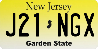 NJ license plate J21NGX