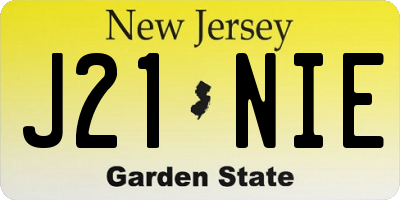 NJ license plate J21NIE