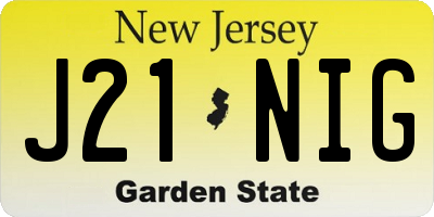 NJ license plate J21NIG