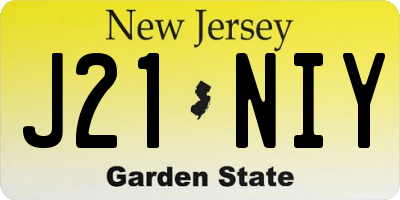 NJ license plate J21NIY
