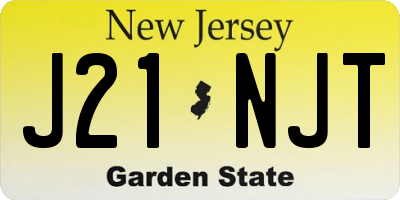 NJ license plate J21NJT