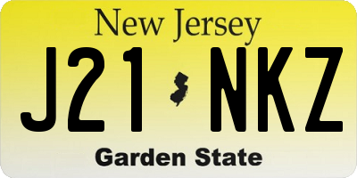 NJ license plate J21NKZ