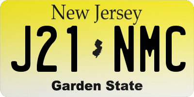 NJ license plate J21NMC