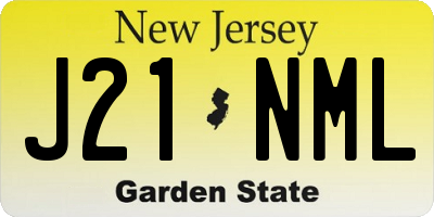 NJ license plate J21NML