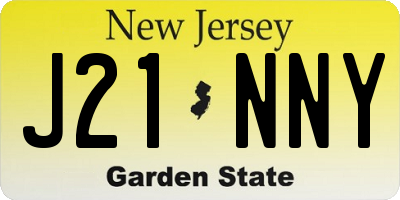 NJ license plate J21NNY