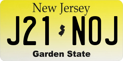 NJ license plate J21NOJ