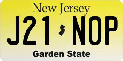 NJ license plate J21NOP