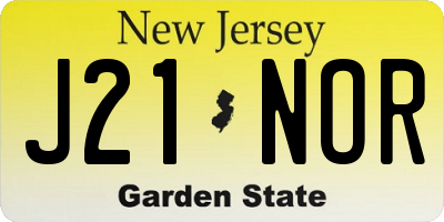 NJ license plate J21NOR