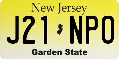 NJ license plate J21NPO