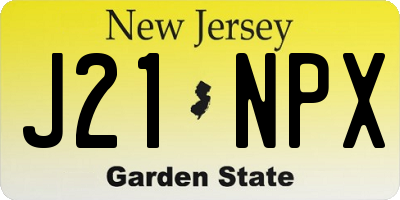 NJ license plate J21NPX