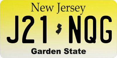 NJ license plate J21NQG