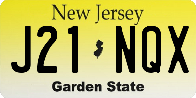 NJ license plate J21NQX