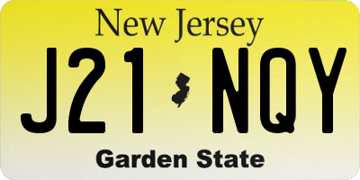 NJ license plate J21NQY