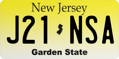 NJ license plate J21NSA