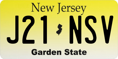 NJ license plate J21NSV