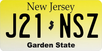 NJ license plate J21NSZ