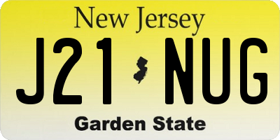 NJ license plate J21NUG
