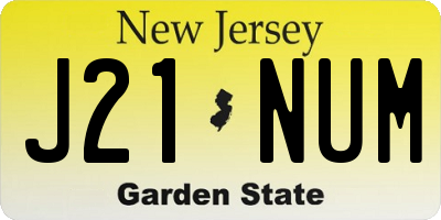 NJ license plate J21NUM