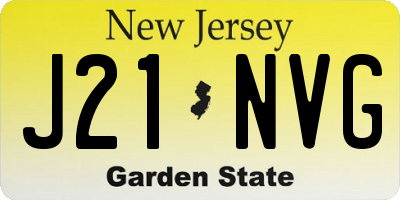 NJ license plate J21NVG