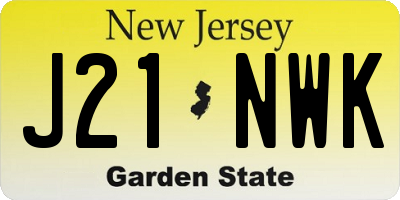 NJ license plate J21NWK