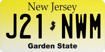 NJ license plate J21NWM