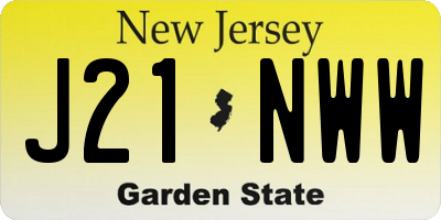 NJ license plate J21NWW