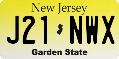 NJ license plate J21NWX