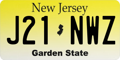 NJ license plate J21NWZ