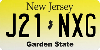 NJ license plate J21NXG