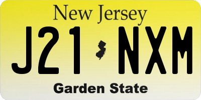 NJ license plate J21NXM