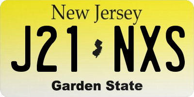 NJ license plate J21NXS