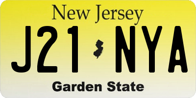 NJ license plate J21NYA