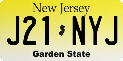 NJ license plate J21NYJ