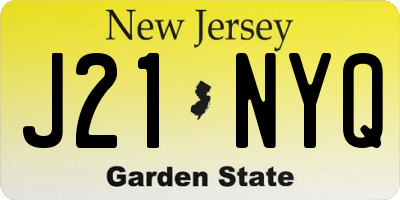 NJ license plate J21NYQ