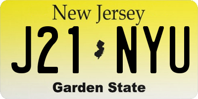 NJ license plate J21NYU