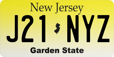 NJ license plate J21NYZ