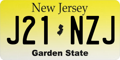 NJ license plate J21NZJ
