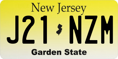 NJ license plate J21NZM