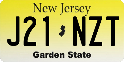 NJ license plate J21NZT
