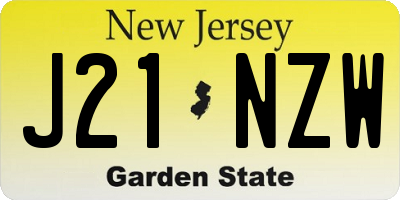 NJ license plate J21NZW