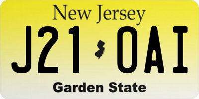 NJ license plate J21OAI