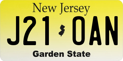 NJ license plate J21OAN