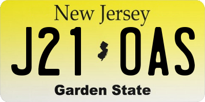 NJ license plate J21OAS