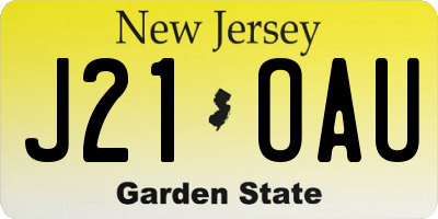 NJ license plate J21OAU