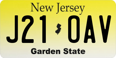 NJ license plate J21OAV
